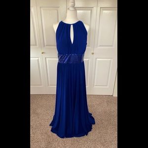 R&M Deep Blue Sequin Evening Gown Size 16